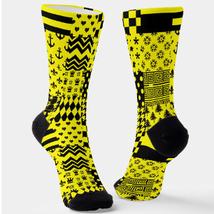 Design der gelben, gemischten Muster Socken