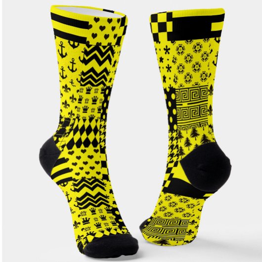Design der gelben, gemischten Muster Socken