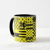 Design der gelben, gemischten Muster Tasse (Vorderseite Links)