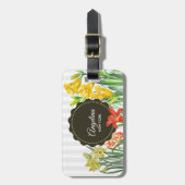 Design der gelben Orangenfrühlingsblumen Gepäckanhänger (Vorderseite vertikal)