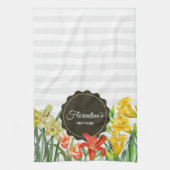 Design der gelben Orangenfrühlingsblumen Geschirrtuch (Vertikal)