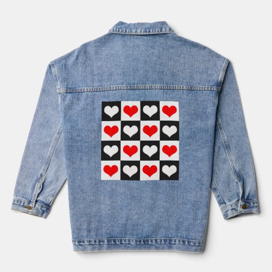 Design der geometrischen Liebe Herzmuster Jeansjacke (Rückseite)