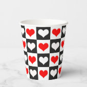 Design der geometrischen Liebe Herzmuster Pappbecher (Rückseite)