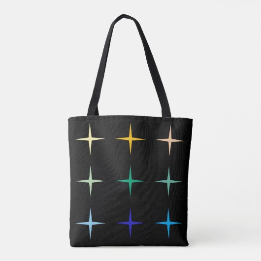 Design der geometrischen Stars des Retro-Mid-Centu Tasche (Rückseite)