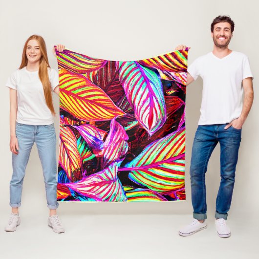 Design der gestrichenen Neon-Blätter Fleecedecke (Beispiel)