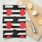 Design der gestrichenen roten Liebe Herzmuster Geschirrtuch (Viertel Falte)