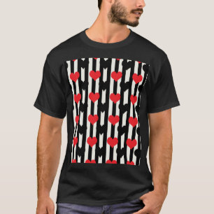 Design der gestrichenen roten Liebe Herzmuster T-Shirt