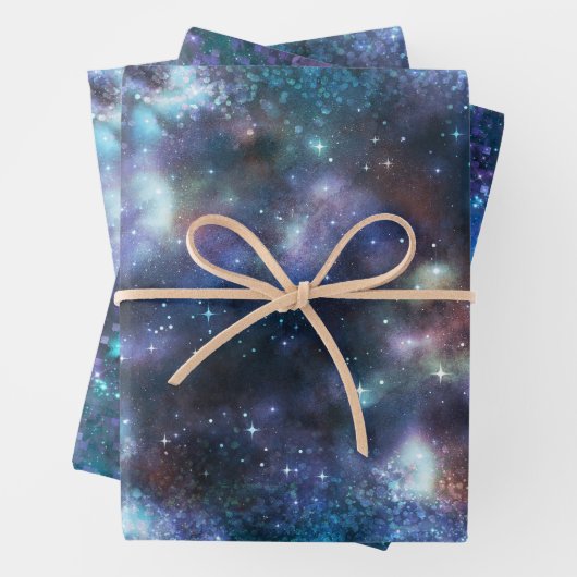 Design der glänzenden Galaxy-Serie 3 Geschenkpapier Set (Beispiel)