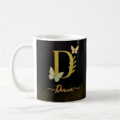 Design der Gold Letter D Butterfly-Tasse Kaffeetasse (Links)