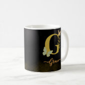Design der Gold Letter G Butterfly-Tasse Kaffeetasse (VorderseiteRechts)