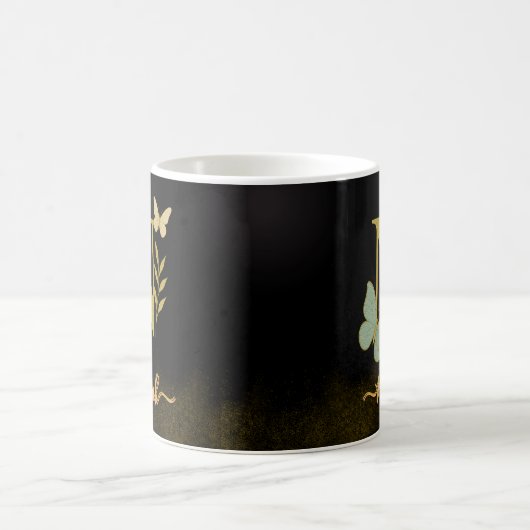 Design der Gold Letter N Butterfly-Tasse Kaffeetasse (Mittel)
