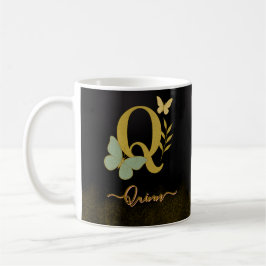 Design der Gold Letter Q-Butterfly-Tasse Kaffeetasse