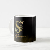 Design der Gold Letter S Butterfly-Tasse Kaffeetasse (Vorderseite Links)