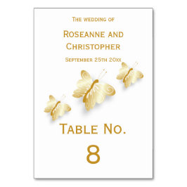 Design der Gold Wedding Tischnummer Card Schmetter