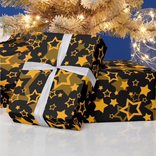 Design der Golden Stars Glitzer Geschenkpapier