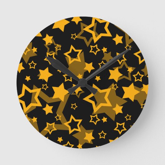 Design der Golden Stars Glitzer Runde Wanduhr (Vorderseite)