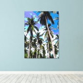 Design der grafischen Palmen Leinwanddruck (Insitu (Holzboden))