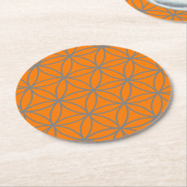 Design der Grau- und Orange-Lotus-Blume Runder Pappuntersetzer