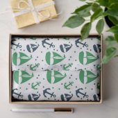 Design der Green und Navy Nautical Series 10 Seidenpapier (Geschenk)