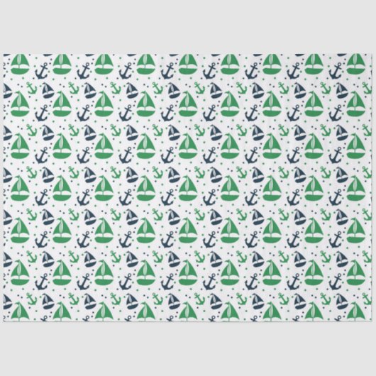 Design der Green und Navy Nautical Series 10 Seidenpapier (Vorderseite)