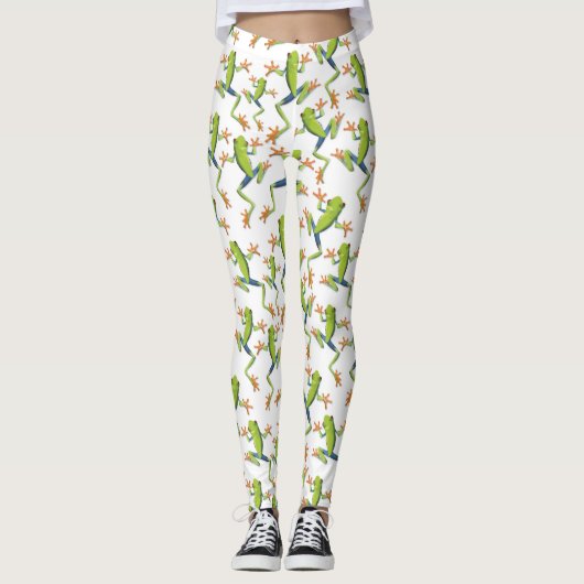 Design der Grünbaum-Frog-Muster Leggings (Vorderseite)