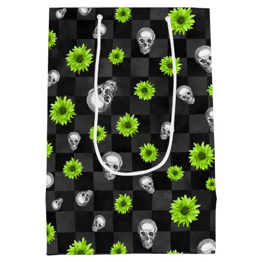 Design der grünen Schultern und Sonnenblumen 10 Mittlere Geschenktüte (Rückseite)