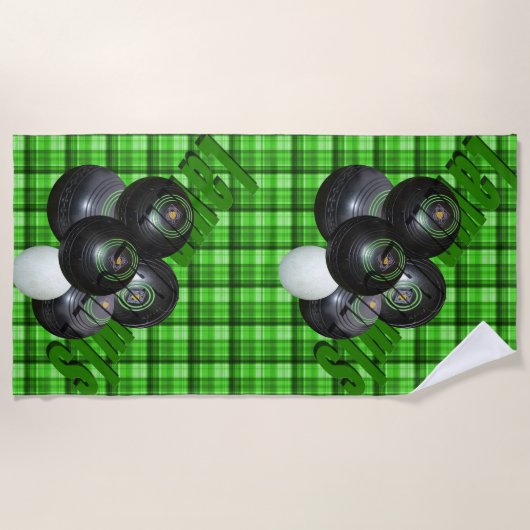Design der grünen Tartan-Rasenbowls, Strandtuch (Vorderseite)