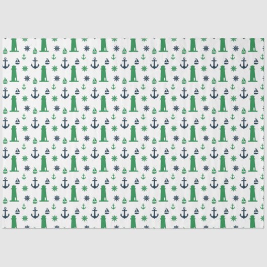 Design der grünen und marinen Nautikserie 7 Seidenpapier (Vorderseite)