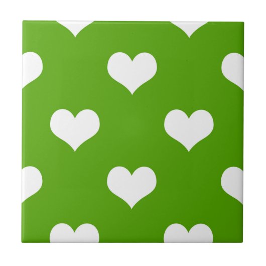 Design der grünen weißen Liebe Herzmuster Fliese (Vorderseite)