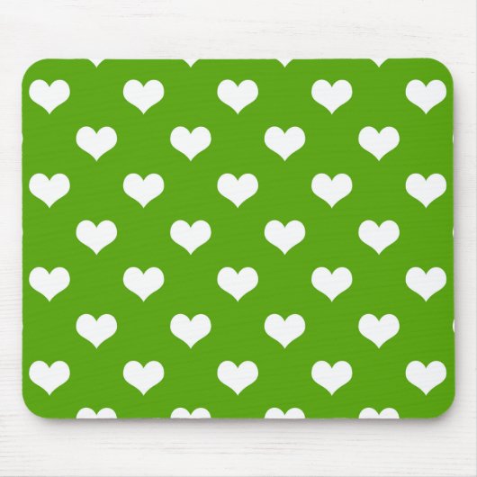 Design der grünen weißen Liebe Herzmuster Mousepad (Vorne)