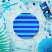 Design der hellblauen und dunkelblauen Streifen Pappteller (Party)