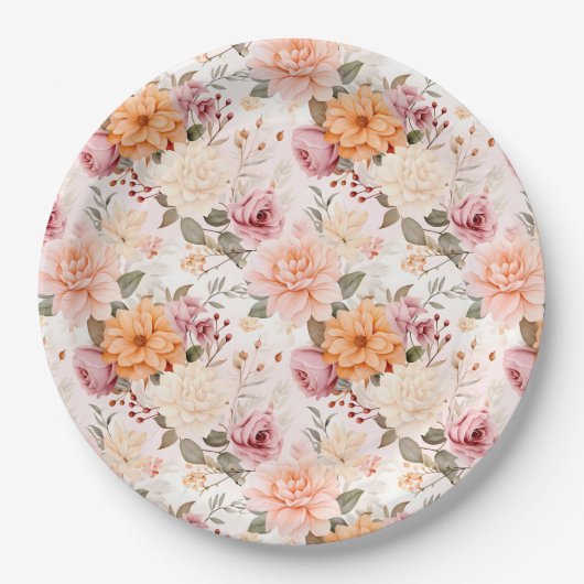 Design der Herbstflorreihe 2 Pappteller (Vorderseite)