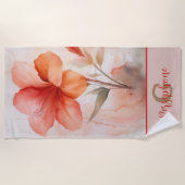 Design der Hibiskus-Blume mit elegantem Monogramm Strandtuch (Vorderseite)
