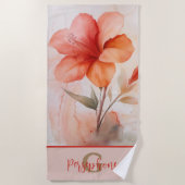 Design der Hibiskus-Blume mit elegantem Monogramm Strandtuch (Vorderseite)
