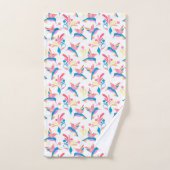 Design der Hummingbirds Pastell Blue Pink Bird Mus Badhandtuch Set (Handtuch)