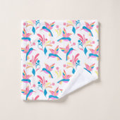 Design der Hummingbirds Pastell Blue Pink Bird Mus Badhandtuch Set (Waschlappen)