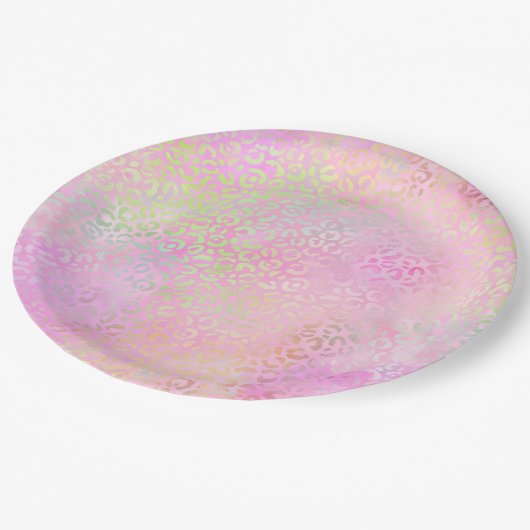 Design der irideszierenden Leopard-Serie 1 Pappteller (Schrägansicht)