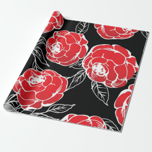 Design der japanischen Rose Blume Geschenkpapier