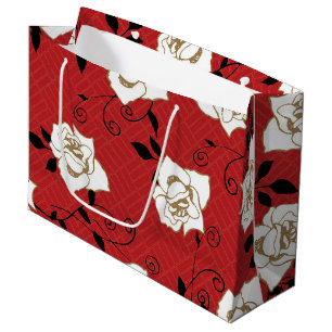 Design der japanischen Rose Blume Große Geschenktüte