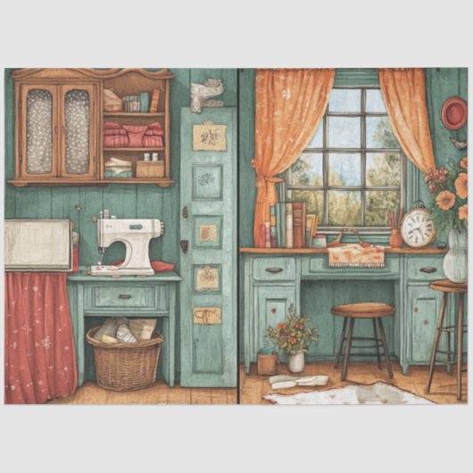 Design der Junk-Journal-Serie 7 Seidenpapier (Vorderseite)