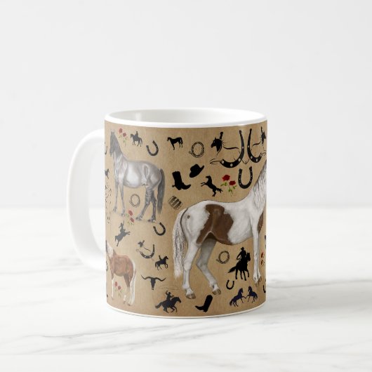 Design der Kaffee-Tasse für Western Pferd im Vollz Kaffeetasse (Vorderseite Links)