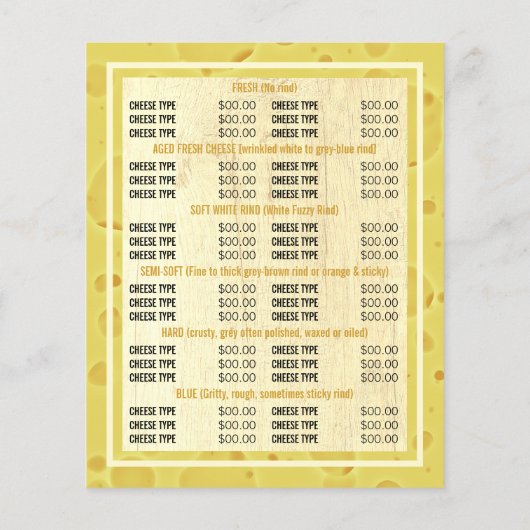 Design der Käsespezialitäten, Käsemongerwerbung Flyer (Hinten)