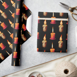 Design der Kerzen im schwarzen Hintergrund Geschenkpapier
