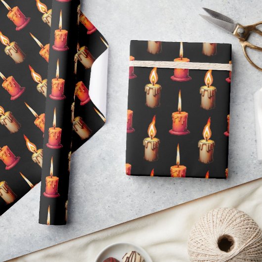 Design der Kerzen im schwarzen Hintergrund Geschenkpapier