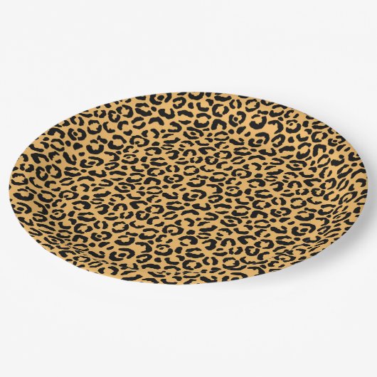 Design der klassischen Leopard-Serie 14 Pappteller (Schrägansicht)