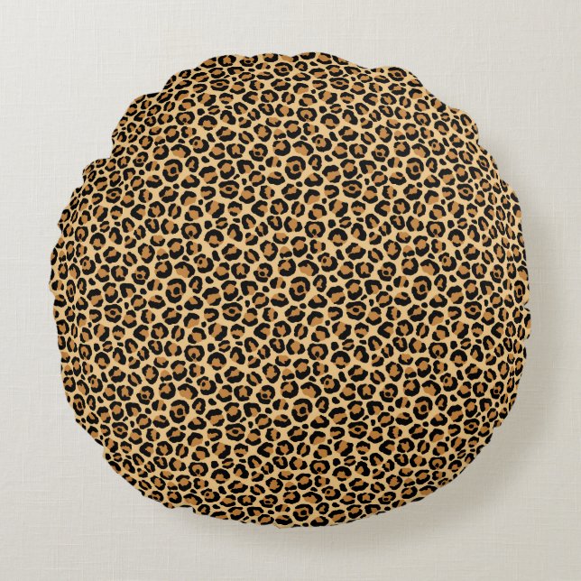 Design der klassischen Leopard-Serie 6 Rundes Kissen (Vorderseite)