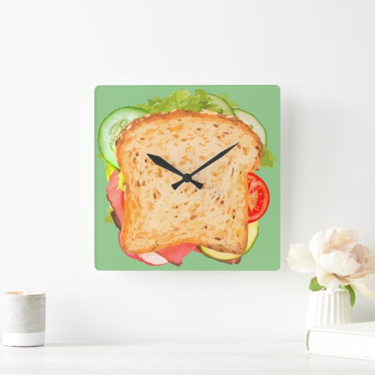 Design der Küchenmauer Sandwich Quadratische Wanduhr (Zuhause)