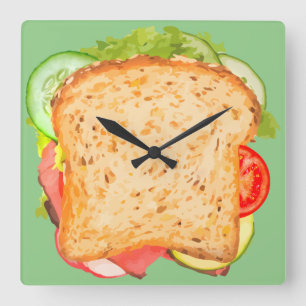 Design der Küchenmauer Sandwich Quadratische Wanduhr