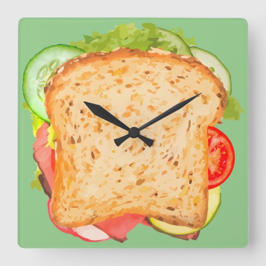 Design der Küchenmauer Sandwich Quadratische Wanduhr (Vorderseite)