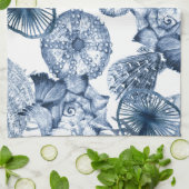 Design der Küste in Blau und Weiß Geschirrtuch (Gefaltet)